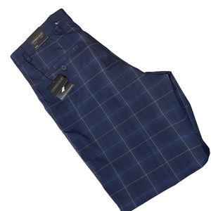 Cypress Club Mens Flat Front Blue Stretch Plaid Golf Shorts Size 32